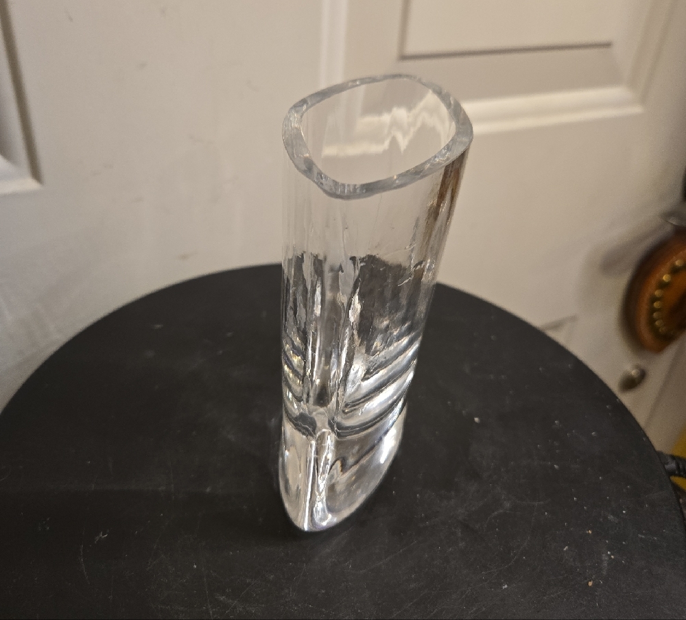 Josef Schott for Smålandshyttan Sweden Glass Vase w/ Engraved Swan Reeds Design - Picture 7 of 9